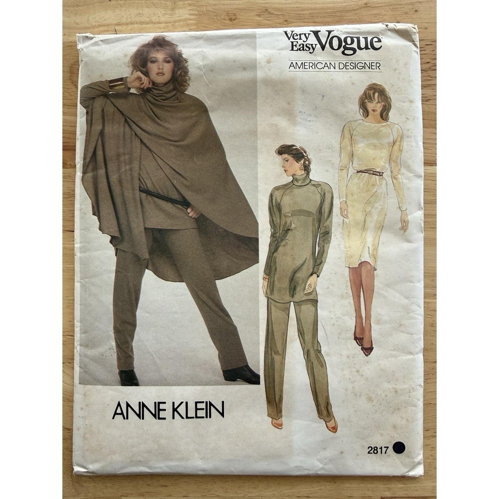 Vogue American Designer Anne Klein Misses' Dress Tunic Pants Poncho Pattern 2817